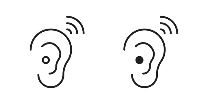 Assistive listening systems icons Black vector illustration for social media, app, and web