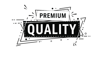 A premium quality stamp or badge with a modern geometric design silhouette