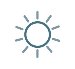 Sunrise icon stylized with radiating lines and horizon line, isolated on white background isolated on transparent background.