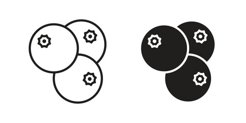 Obraz premium Blueberries icons Black vector illustration for social media, app, and web