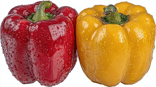 Health-app icon: red-yellow peppers on white, high-contrast, dark-mode safe, high-CTR vegan market