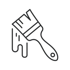 Paint brush icon. Editable stroke outline symbol for painting, renovation, and surface finishing.