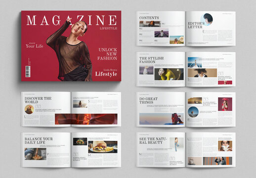 Lifestyle Magazine Template Design Layout Landscape