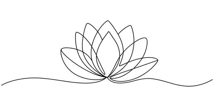 Continuous line drawing of lotus flower .one line vector illustration with out background, Continuous line drawing of lotus flower .one line vector illustration with out background, Continuous one