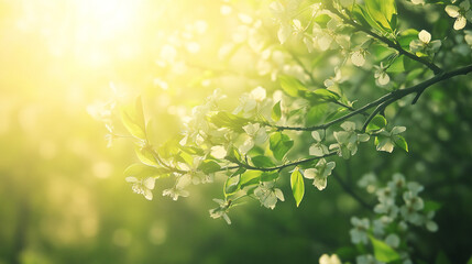Sunlit Green Forest Scene with lush green leaves, suitable for nature, environment, and outdoor-related content.