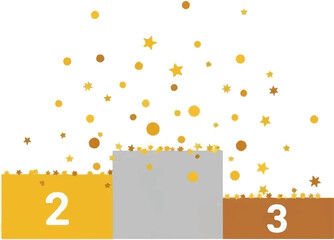 Podium with confetti, featuring ranks two and three