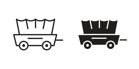 Covered wagon icons Black vector illustration for social media, app, and web © iconic