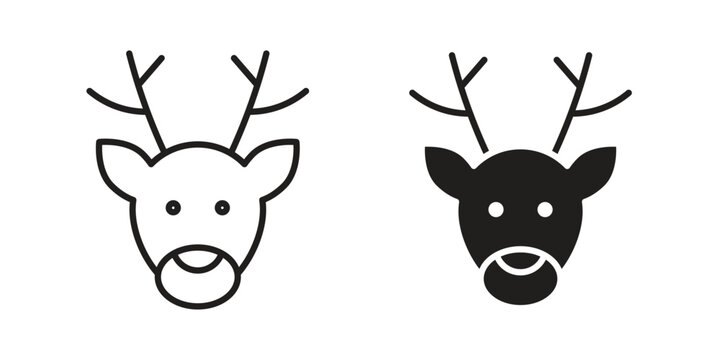 Deer rudolph icons Black vector illustration for social media, app, and web