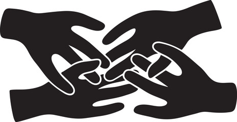 Obraz premium Interconnected Hands in Silhouette Forming a Supportive Circle