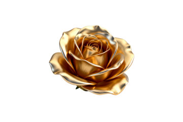 Elegant Golden Rose 3D Rendering