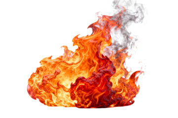 Burning Flame with Smoke in Isolated Background