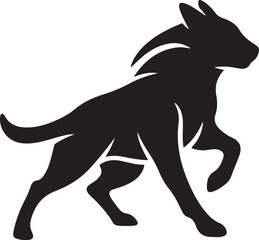 Black Dog Silhouette Running Sideways