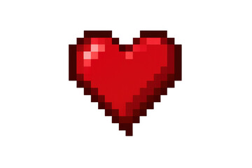 Red pixel art heart icon representing vital health, life, and love in a retro 8-bit or 16-bit video game