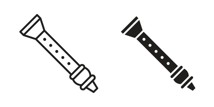 Flute icons Black vector illustration for social media, app, and web