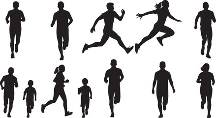 Business team running forward success growth leadership vector illustration flat design