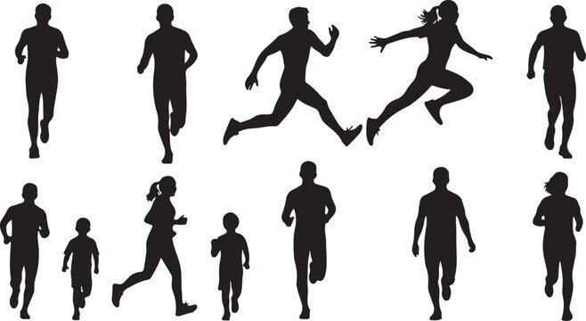 Business team running forward success growth leadership vector illustration flat design