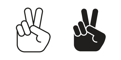 Fototapeta premium Hand peace icons Black vector illustration for social media, app, and web
