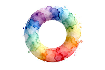 Rainbow Watercolor Ring, Abstract Circular Artwork