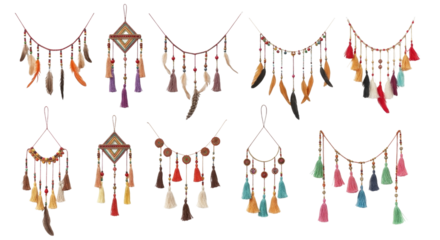 Bohemian tassel necklaces transparent background cutout png