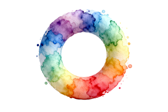 Rainbow Watercolor Ring, Abstract Circular Artwork - Powered by Adobe