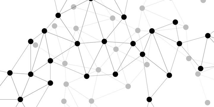 Abstract Network Nodes and Connecting Lines on White Background, Minimal Technology Visualization Representing Data, Communication, Systems, and Digital Connectivity
