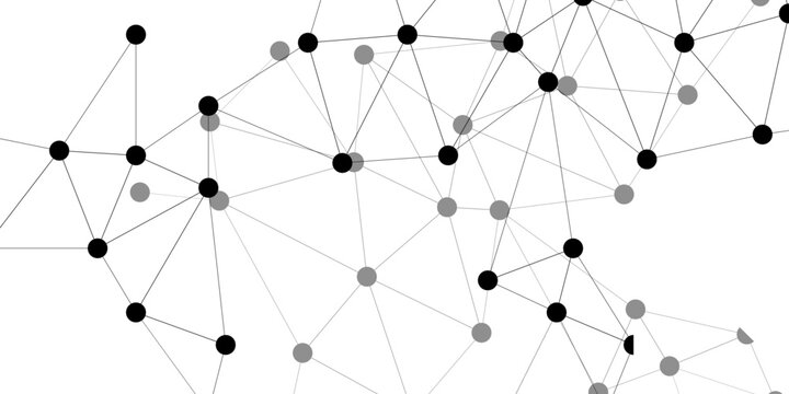 Abstract Network Nodes and Connecting Lines on White Background, Minimal Technology Visualization Representing Data, Communication, Systems, and Digital Connectivity