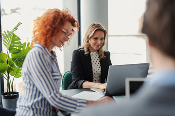Business team reviewing project data, analysis financial situation.