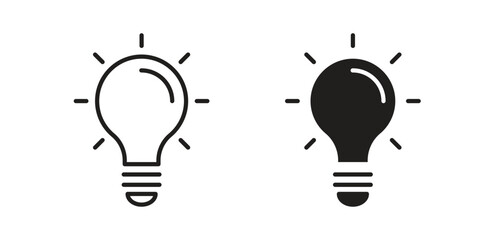 Lightbulb icons Black vector illustration for social media, app, and web