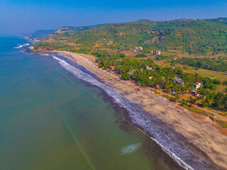 Arabian Sea coastline drone view India
