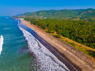 Arabian Sea coastline drone view India
