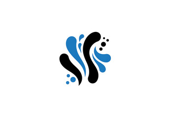 Modern abstract logo design with dynamic black and blue shapes