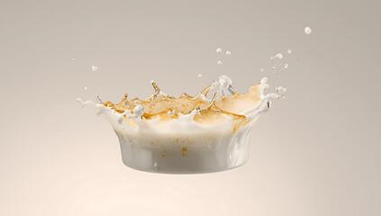 High speed splash photography of fresh milk captured in mid motion, dynamic liquid movement frozen in time, creamy texture detail, dairy freshness concept, motion art, studio lighting, and clean minim