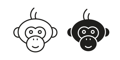 Obraz premium Monkey icons Black vector illustration for social media, app, and web