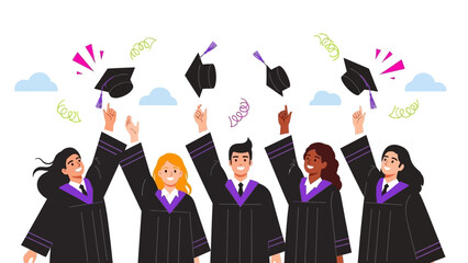 Diverse group of graduates celebrating their academic achievement.