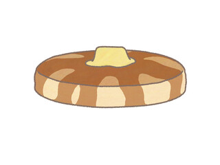 ホットケーキにバターとシロップがかかっているイラスト
