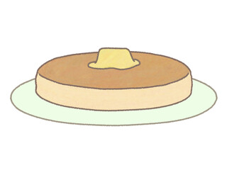 ホットケーキにバターをのせたイラスト　お皿付き