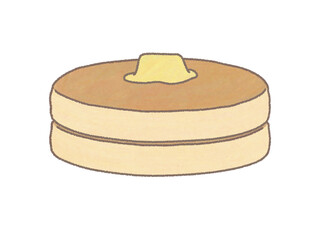 ホットケーキを2つ重ねてバターをのせたイラスト