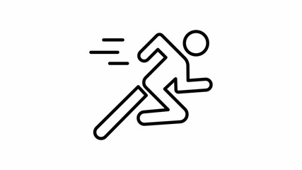 Running Person Icon Animation 4K Transparent Background Black Line Drawing Effect