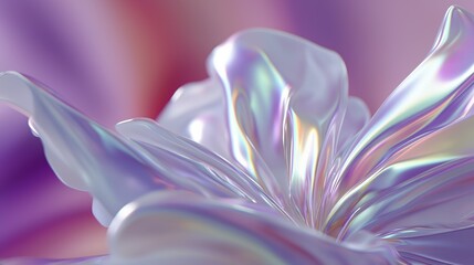 Fototapeta premium Iridescent abstract flower with soft pink and purple background