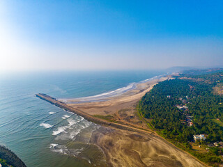 Arabian Sea coastline drone view India
