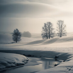 Muted winter color palette background with soft tones calm mood and seasonal elegance