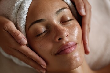 Woman Receiving Facial Massage Fictional Character Created By Generative AI