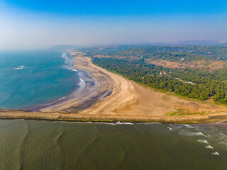 Arabian Sea coastline drone view India
