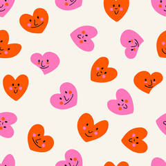 Fototapeta premium Valentine day, valentine seamless pattern with hearts design for fabric, cotton, wallpaper, satin, carpet. Valentine's day holiday backdrop texture, romantic wedding design.