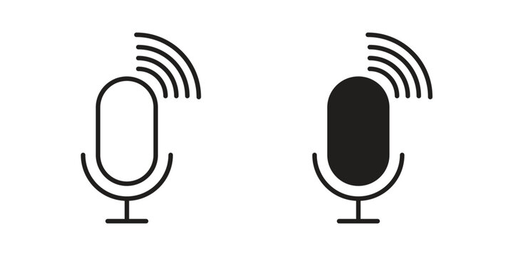 Podcast icons Black vector illustration for social media, app, and web