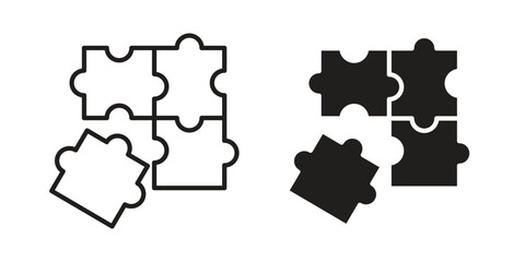 Puzzle pieces icons Black vector illustration for social media, app, and web