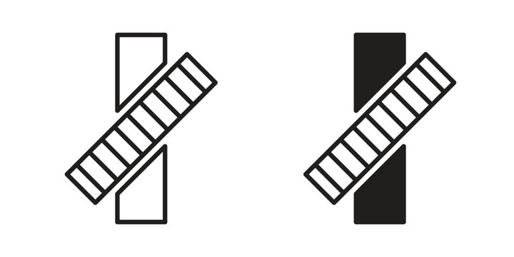 Railroad crossing signs Black vector illustration for social media, app, and web