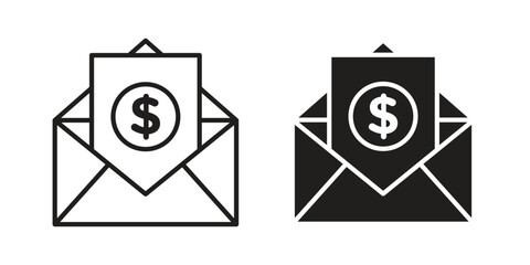 Salary icons Black vector illustration for social media, app, and web