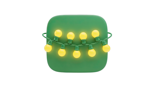Green Rounded Square with Yellow String Lights - Powered by Adobe