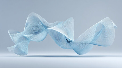 Abstract depiction of a flowing fabric with a soft, ethereal quality. The fabric has gentle curves and is lit, creating a sense of movement and lightness